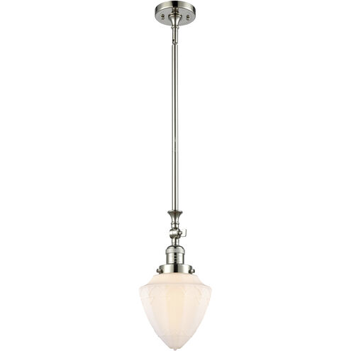 Franklin Restoration Bullet LED 7 inch Polished Nickel Mini Pendant Ceiling Light in Matte White