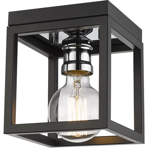 Kube 1 Light 5.75 inch Matte Black and Chrome Flush Mount Ceiling Light