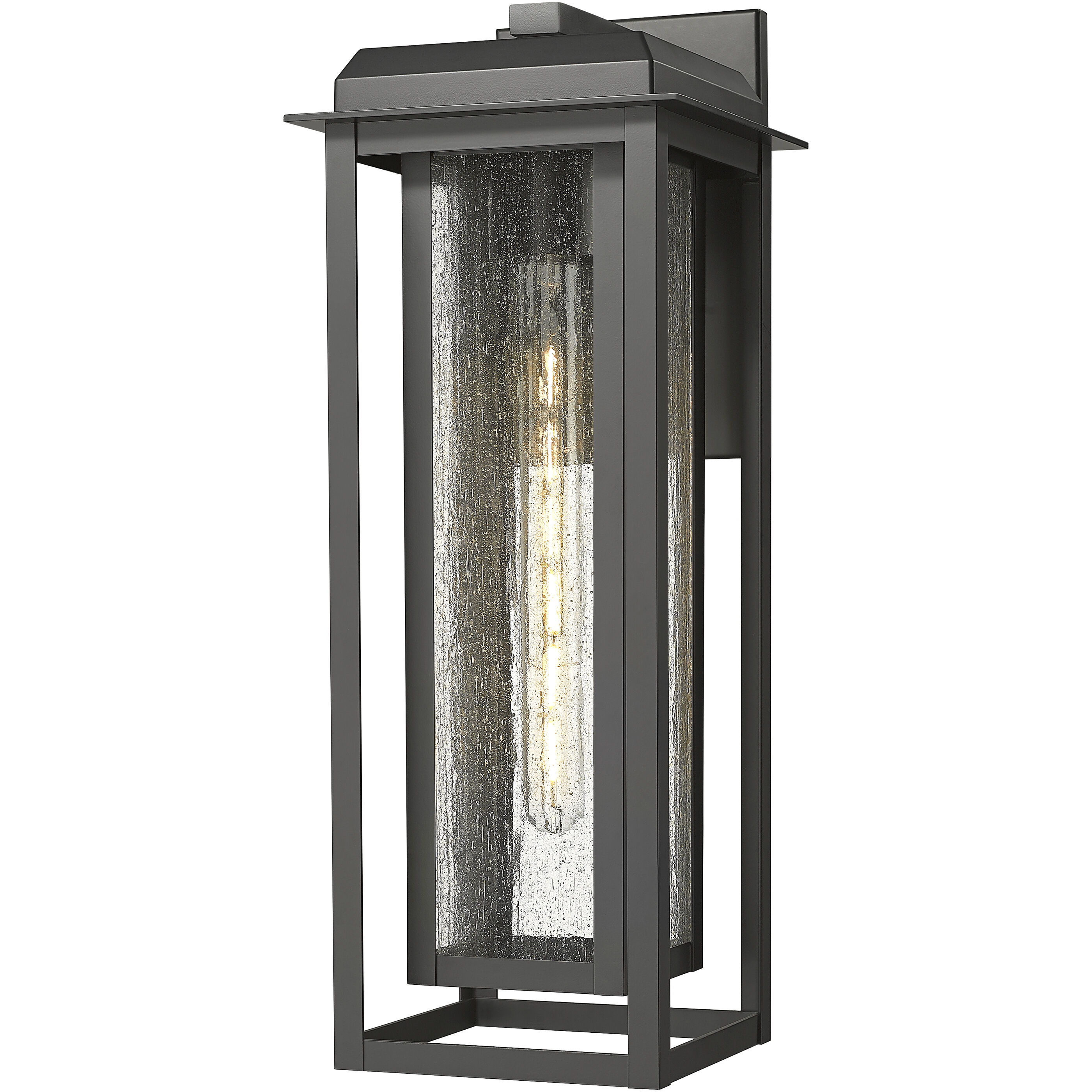 Mansfield 1 Light 20 inch Matte Black Outdoor Sconce in Seedy Glass