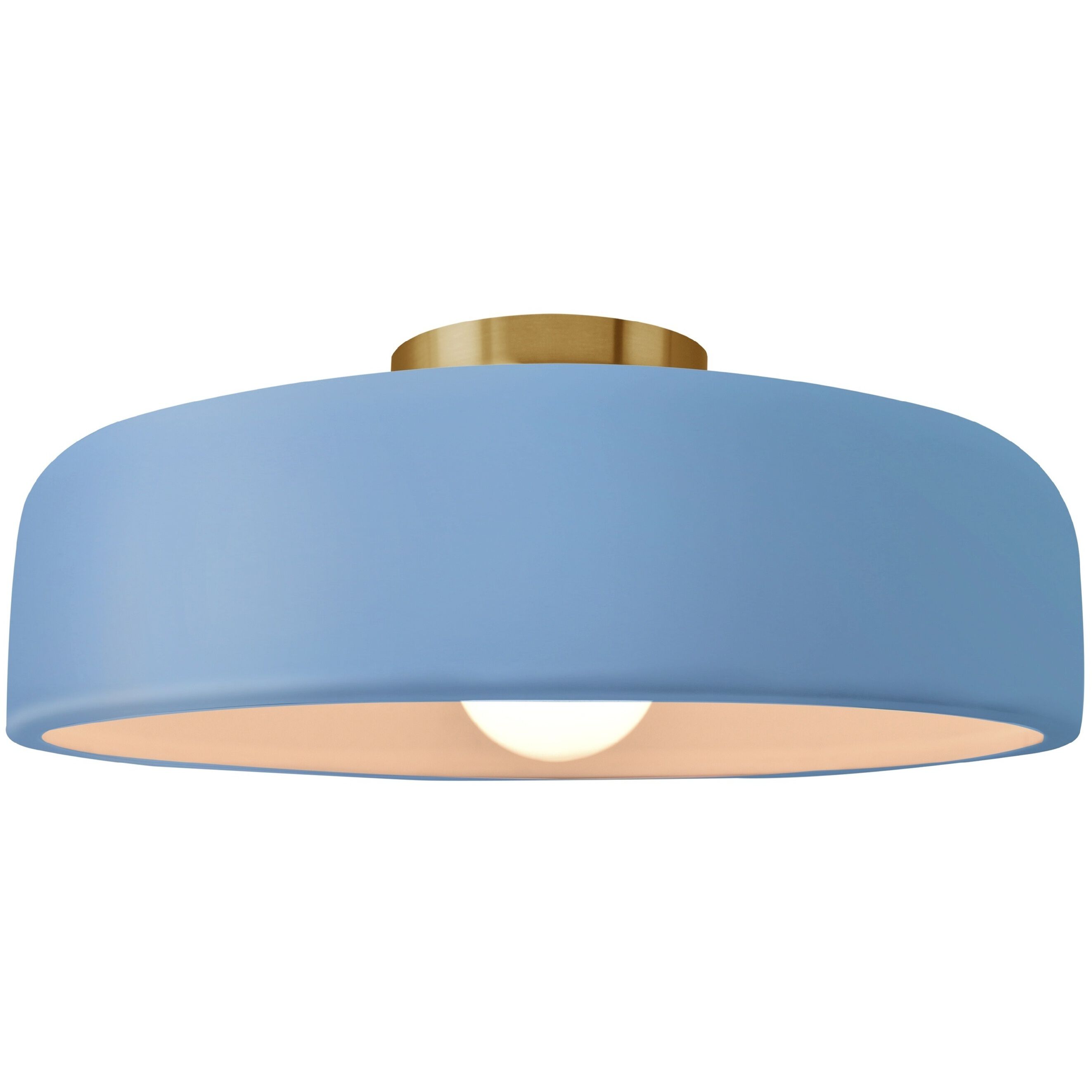 Radiance Collection - Spire LED 13 inch Sky Blue and Brushed Brass Semi-Flush Ceiling Light in Dedicated LED, 13W x 6H, Form+Finish+Function