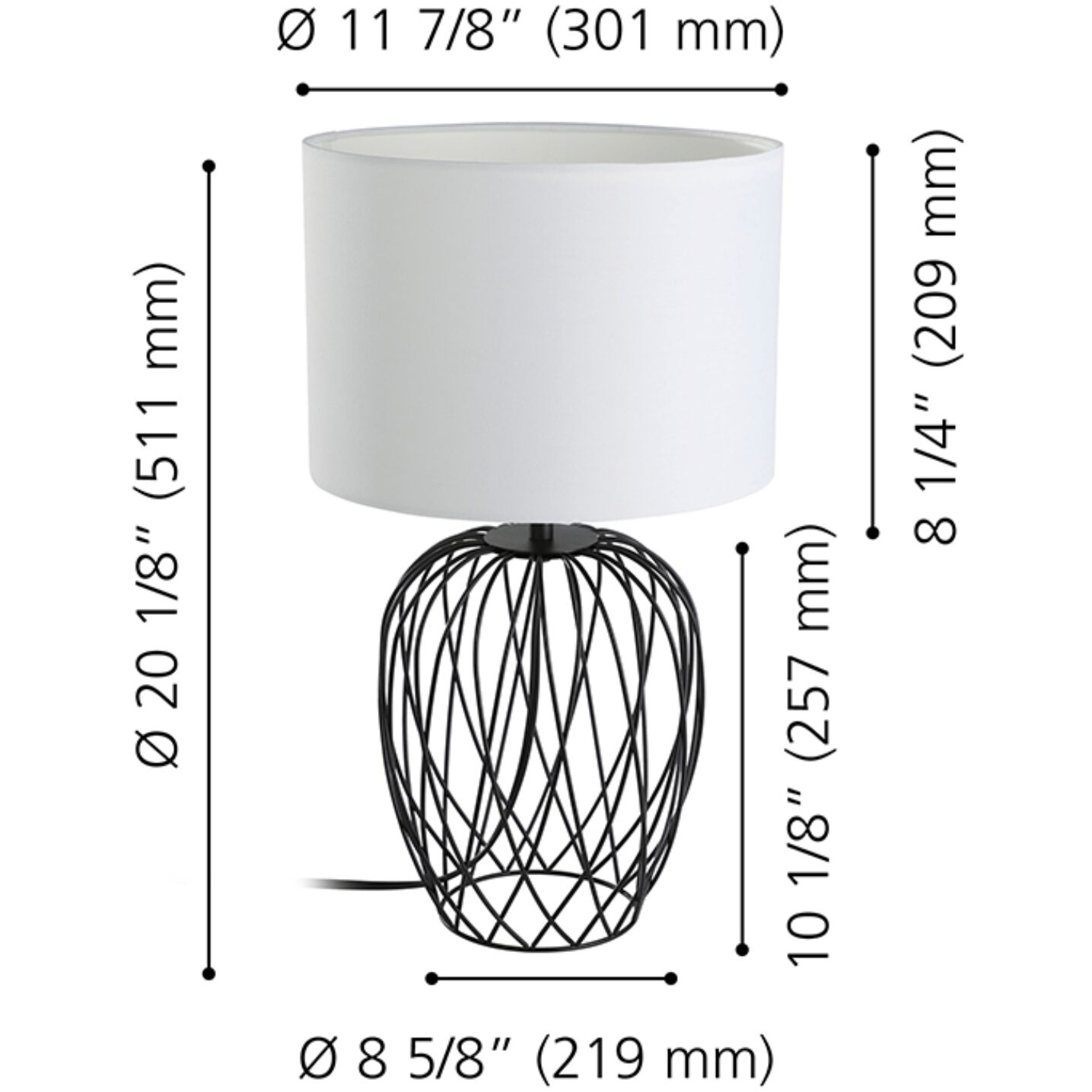Nimlet 20.2 inch 60.00 watt Black Table Lamp Portable Light