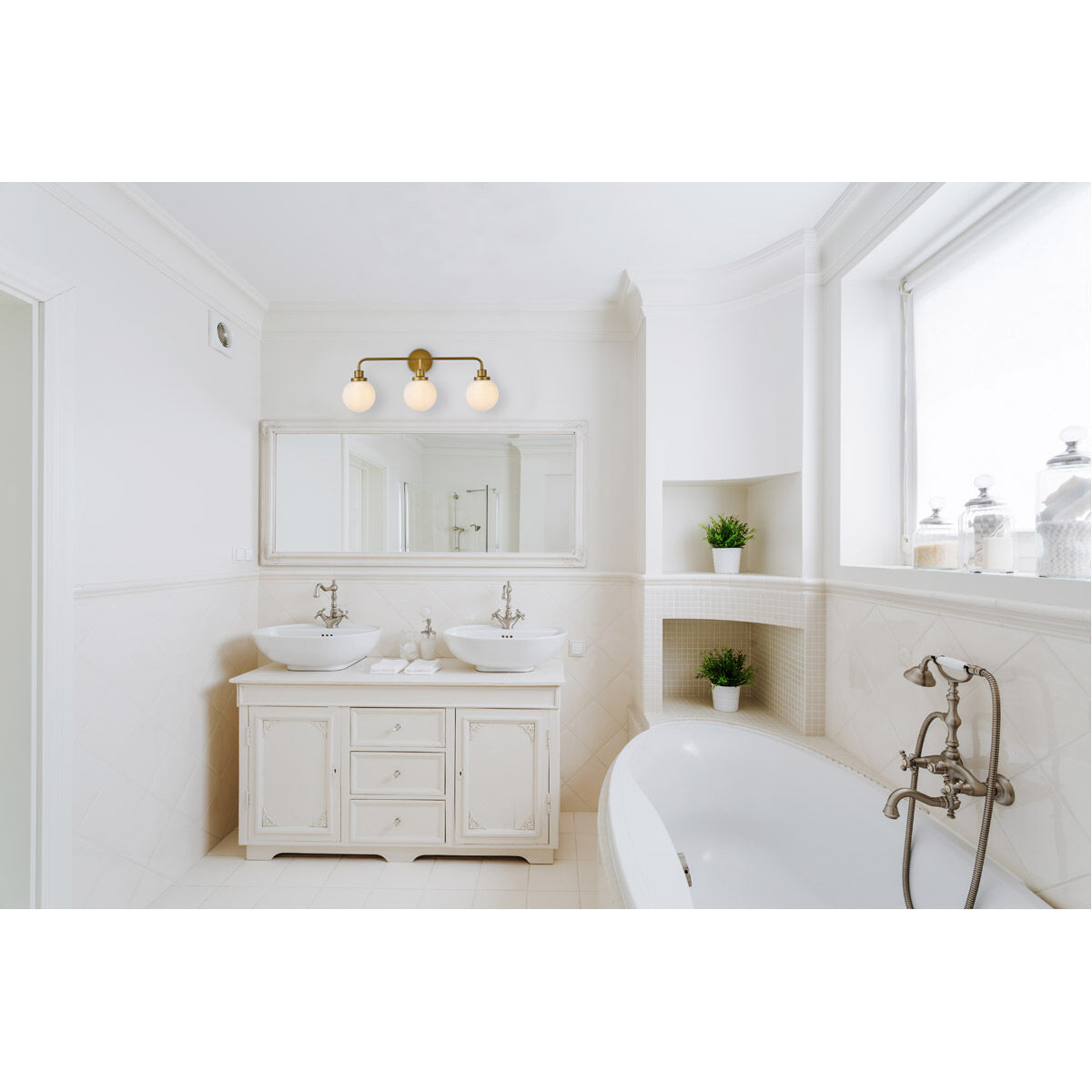 Hanson 3 Light 28 inch Brass Bath Sconce Wall Light