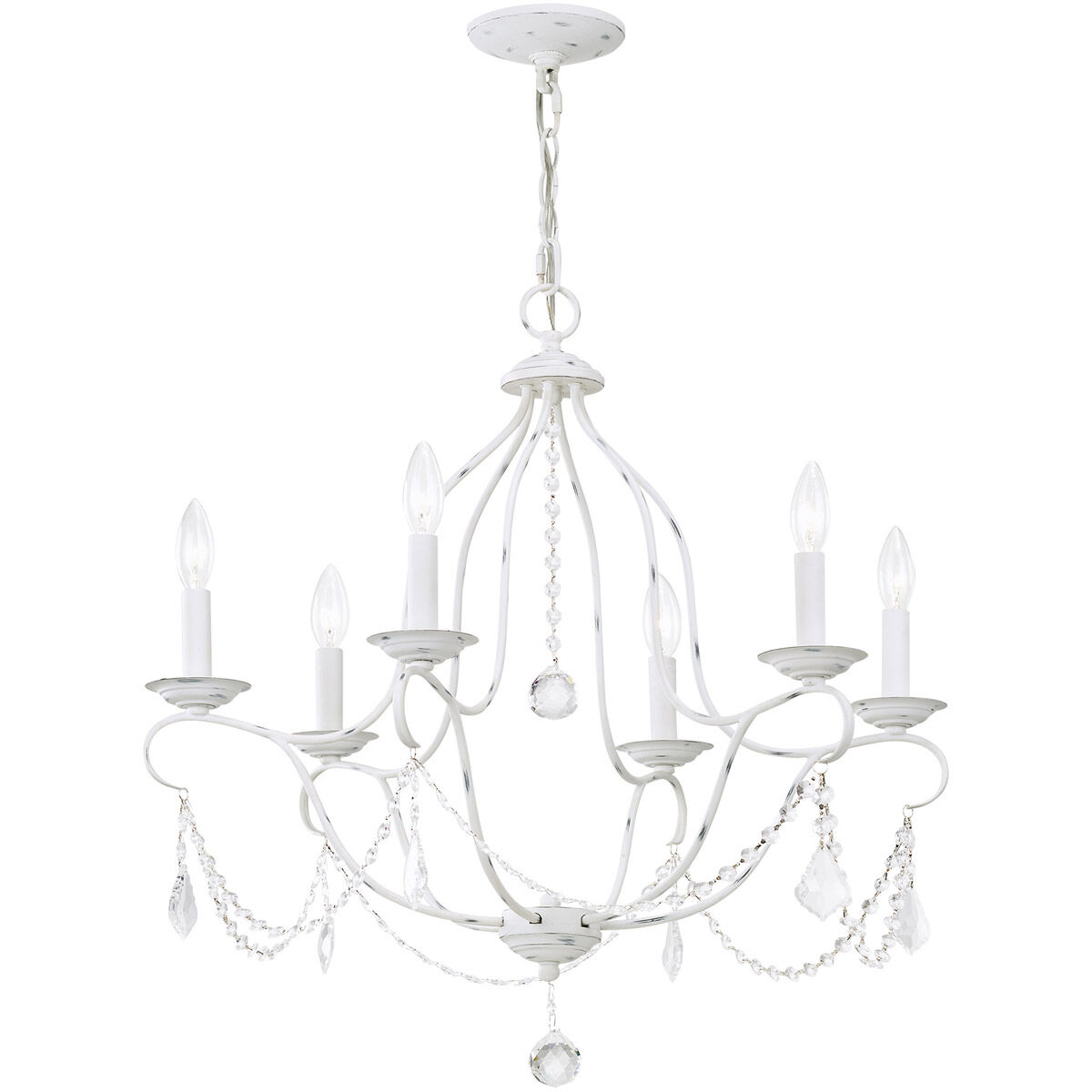 Chesterfield 6 Light 25 inch Antique White Chandelier Ceiling Light