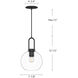 Alora Mood Soji Pendant Ceiling Light in Matte Black, Smoked Glass