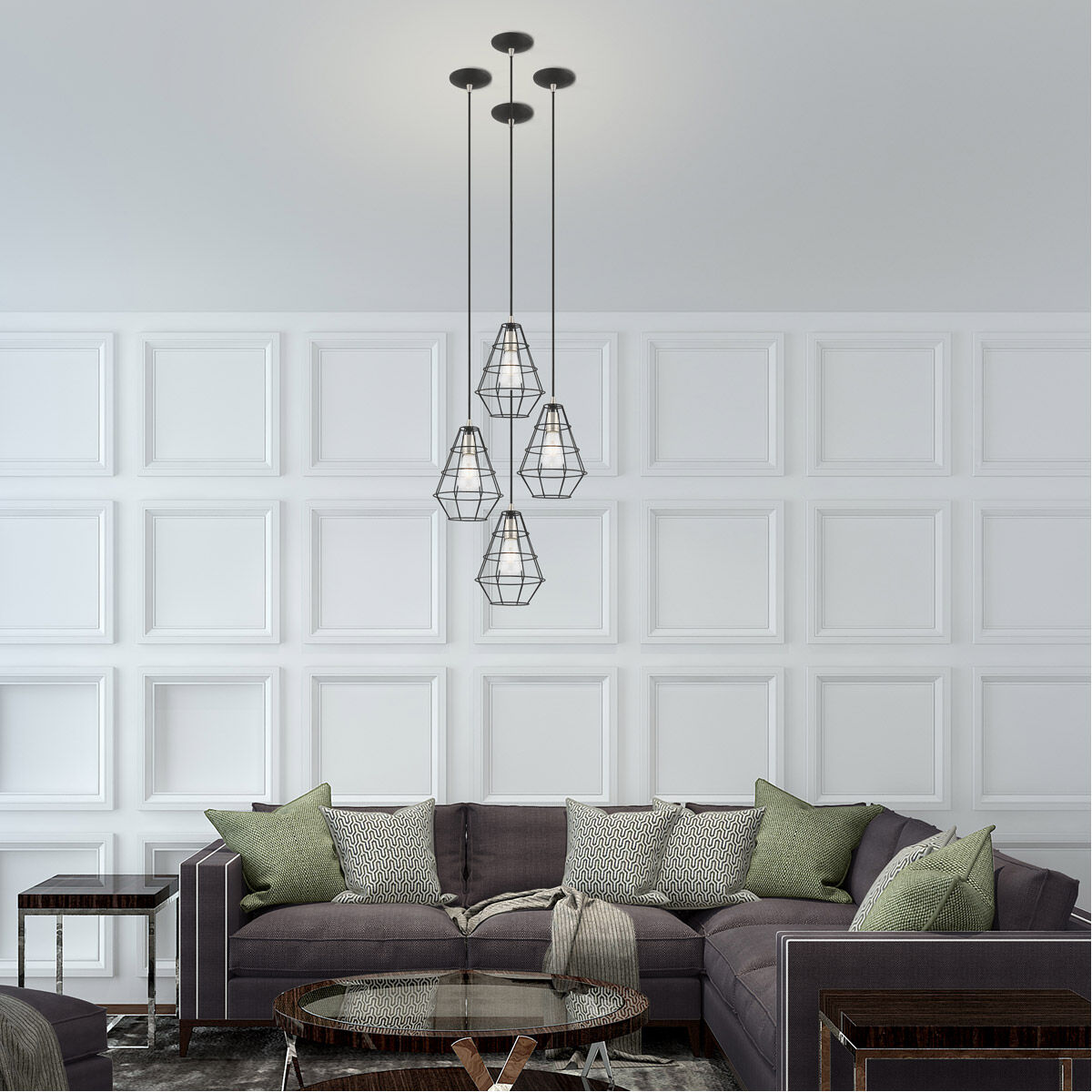 Geometric 1 Light 8 inch Black Mini Pendant Ceiling Light