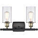 Ballston Clymer LED 16 inch Black Antique Brass Bath Vanity Light Wall Light in Clear Glass, Ballston