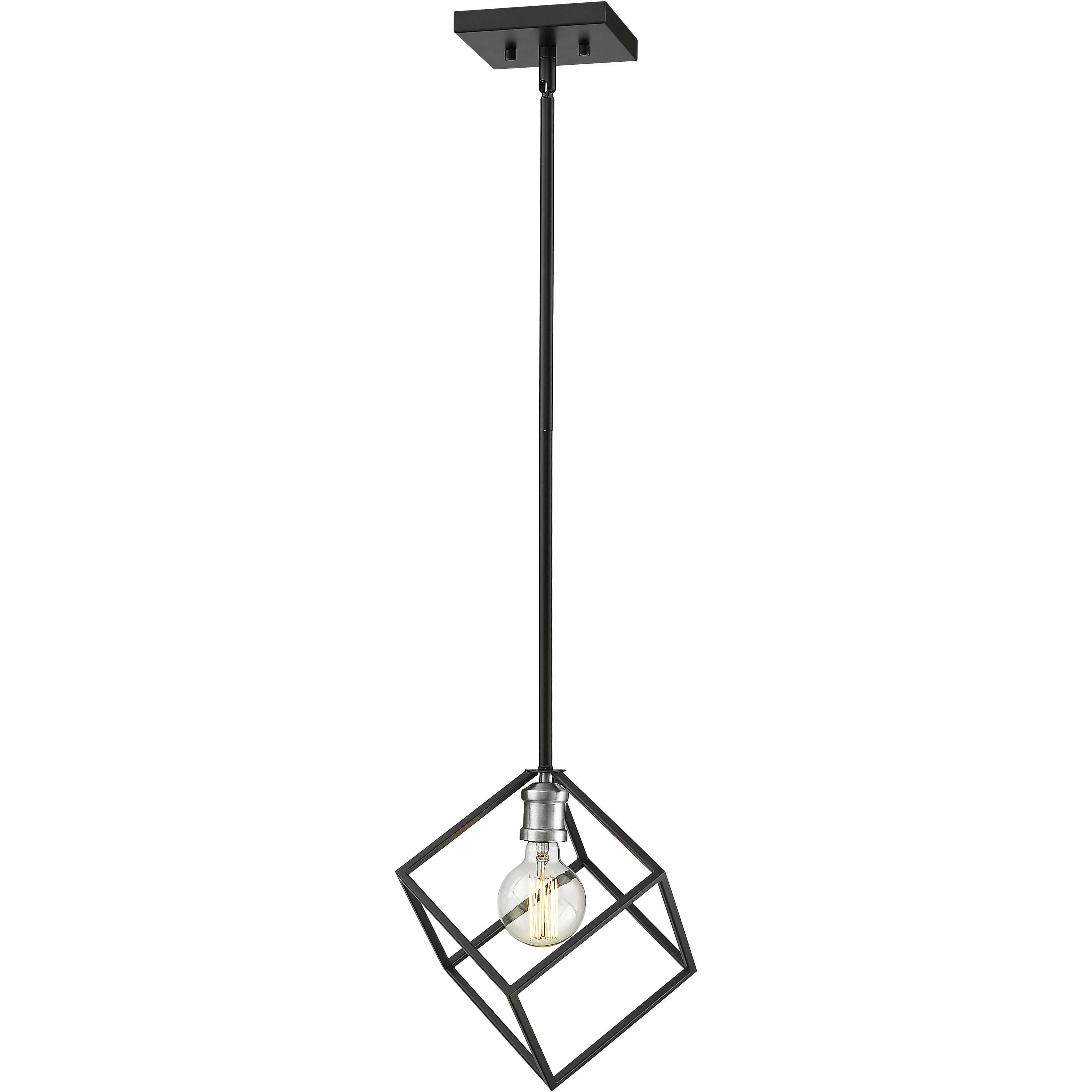 Vertical 1 Light 11.25 inch Matte Black and Brushed Nickel Pendant Ceiling Light