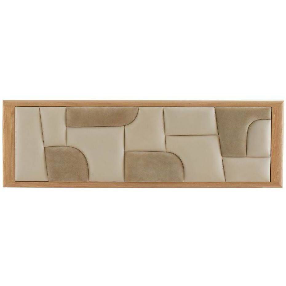 Fairfield Greige Leather and Taupe Suede with Blonde Wood Bench