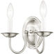 Home Basics 2 Light 10 inch Brushed Nickel Wall Sconce Wall Light