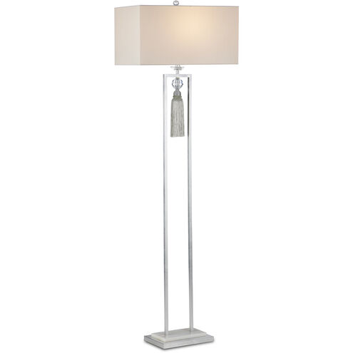 Vitale 69.5 inch 150.00 watt Silver Leaf and White Marble with Crystal Floor Lamp Portable Light
