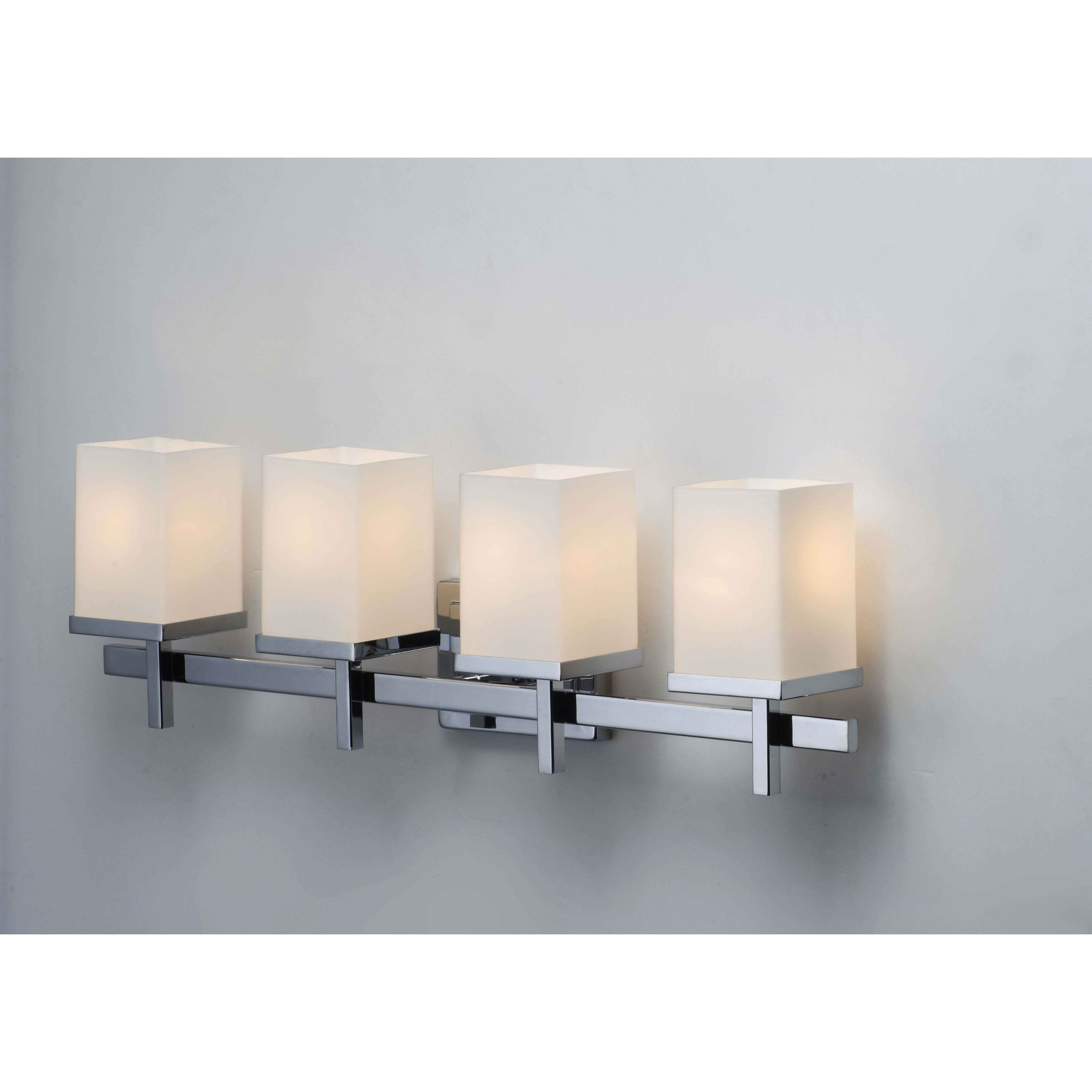 Tetra 4 Light 30 inch Polished Chrome Bath Vanity Wall Light in Satin White