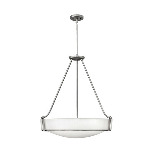 Hathaway LED 27 inch Antique Nickel Pendant Ceiling Light in Etched White
