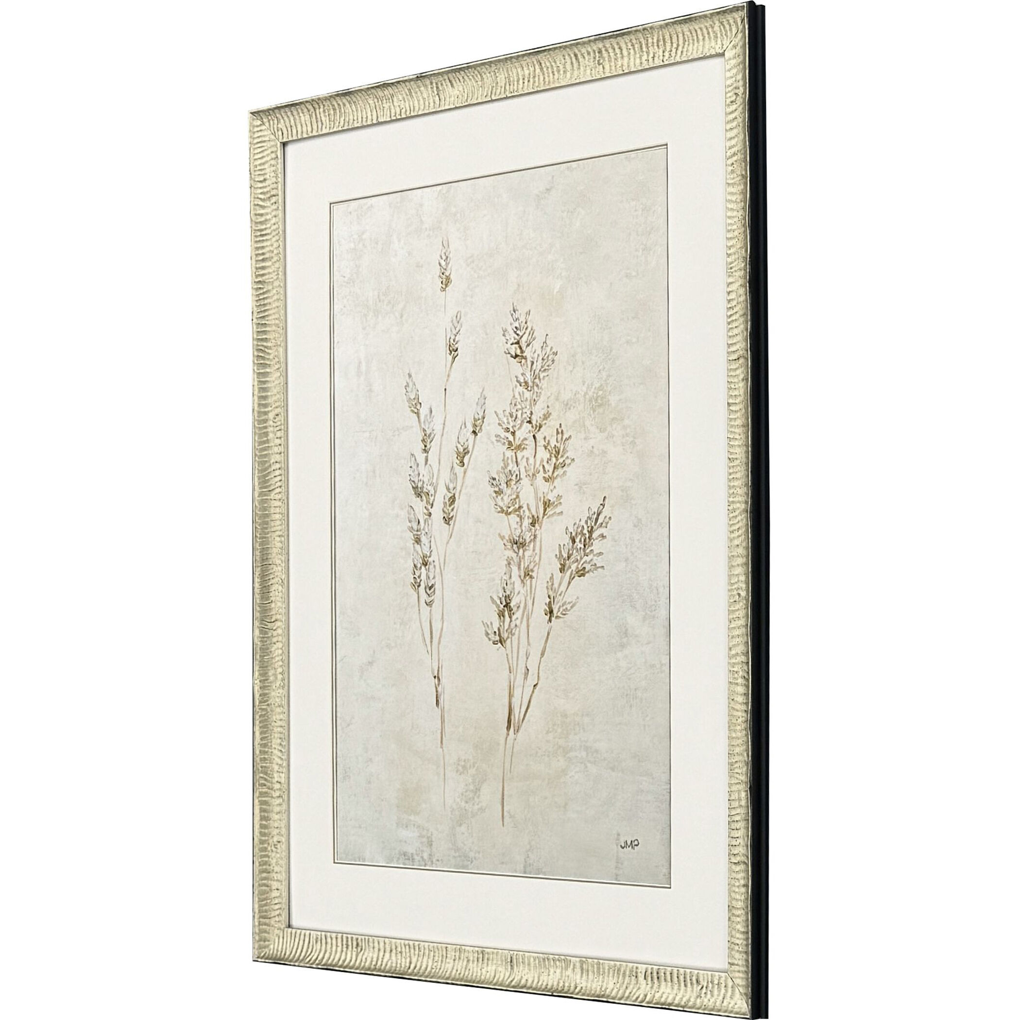 Whispering Grasses Beige and Gray and Neutral and Yellow Framed Art