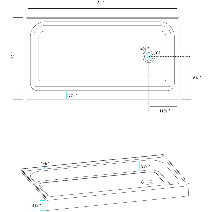 Laredo Glossy White Shower Base