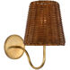 Amber Lewis Lyndsie LED 6 inch Hand-Rubbed Antique Brass Sconce Wall Light in Dark Wicker, Small