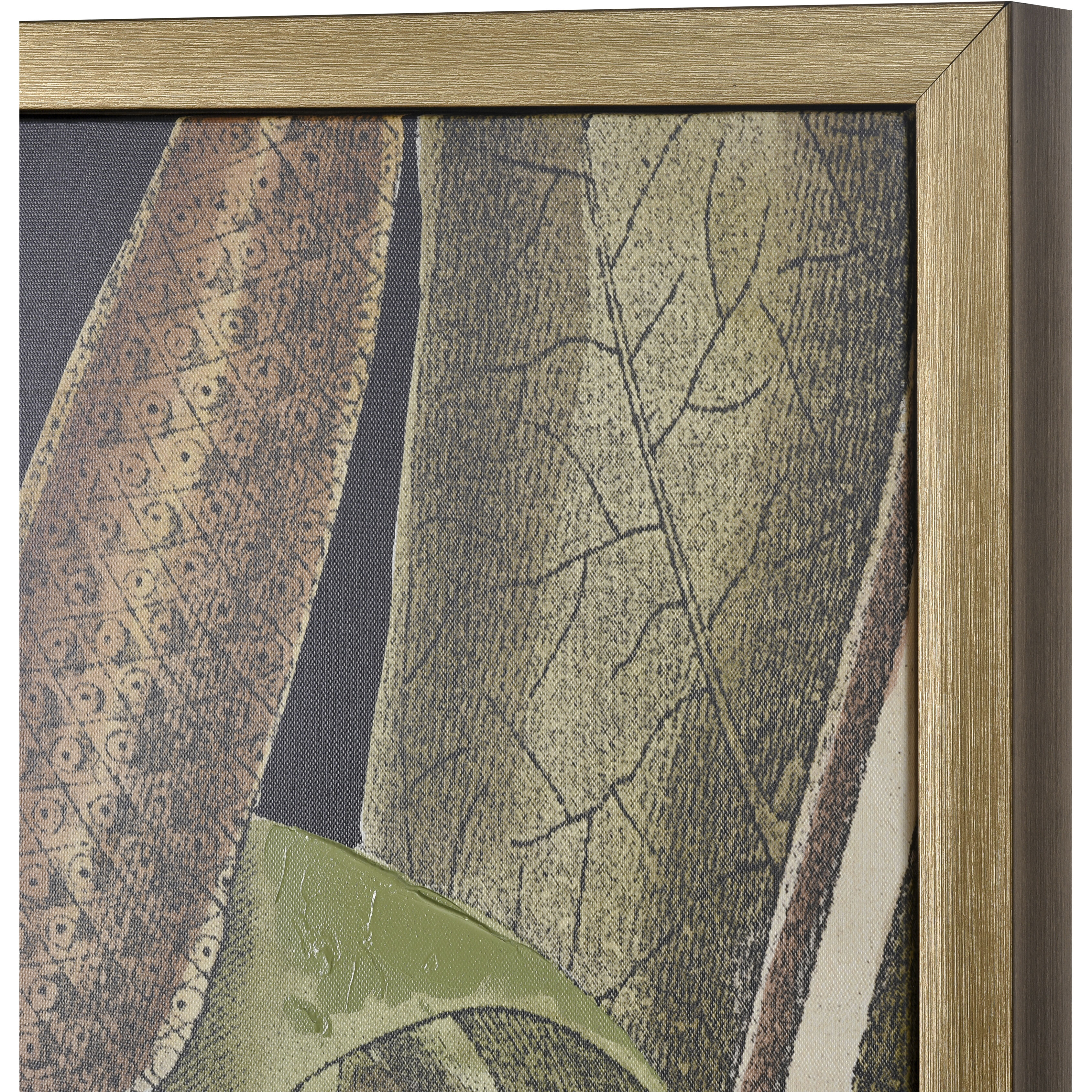 Lush II Green with Black and Wood Tone Framed Wall Art