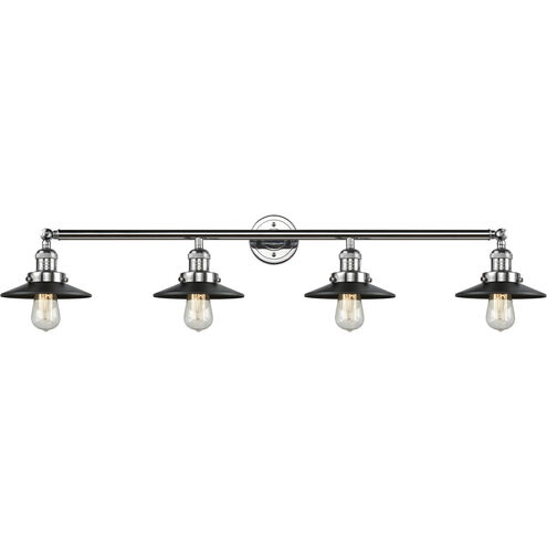 Franklin Restoration Railroad 4 Light 44 inch Polished Chrome Bath Vanity Light Wall Light in Matte Black, Franklin Restoration