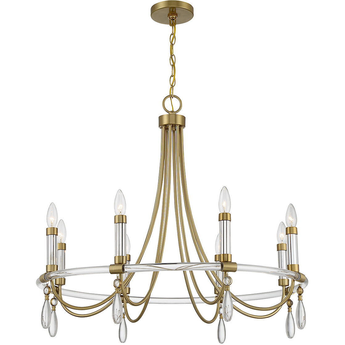 Mayfair 8 Light 30 inch Warm Brass with Chrome Accents Chandelier Ceiling Light