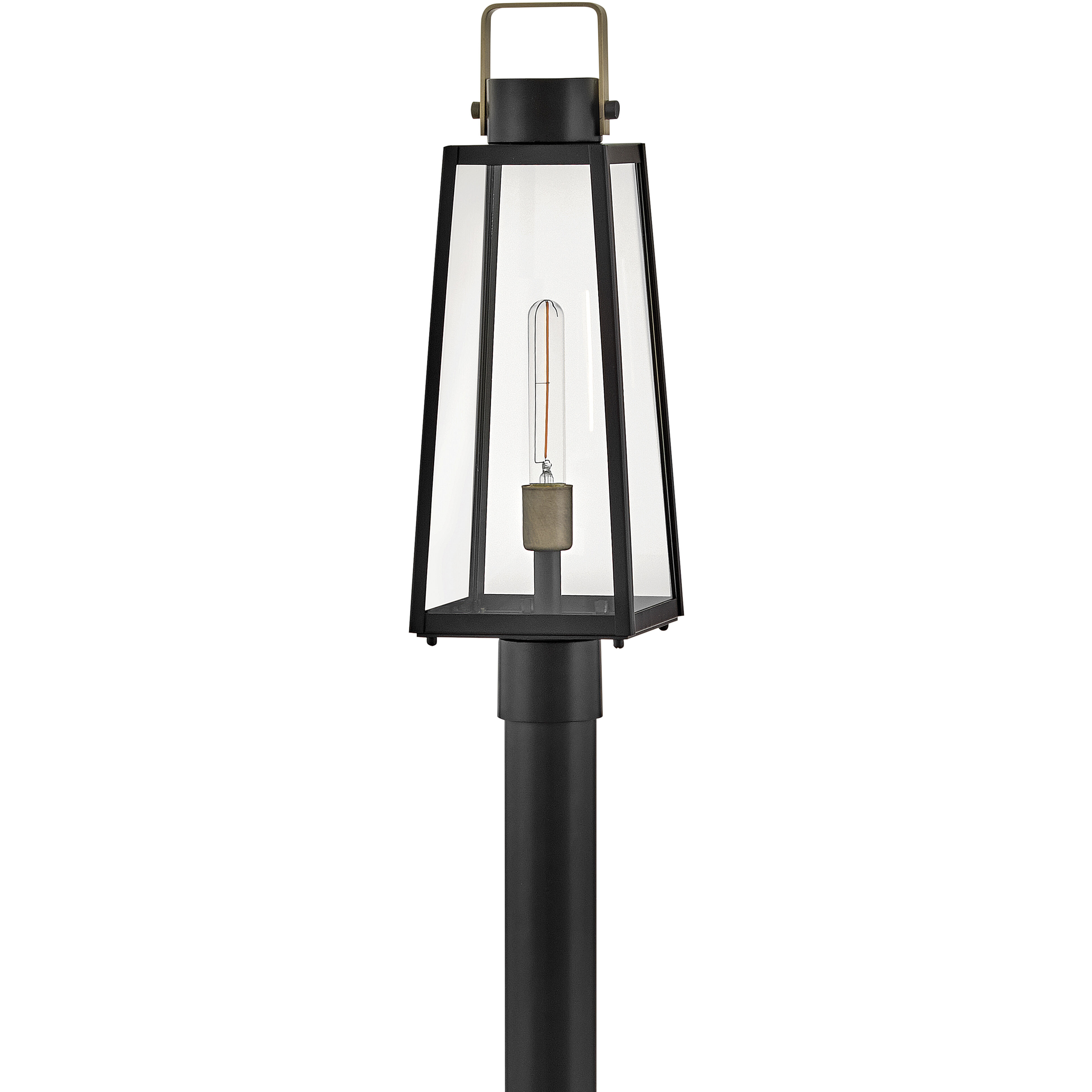 Hugh 1 Light 22 inch Black with Burnished Bronze Outdoor Post Mount