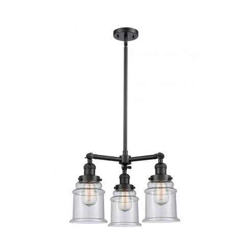 Franklin Restoration Canton 3 Light 18 inch Matte Black Chandelier Ceiling Light in Seedy Glass, Franklin Restoration