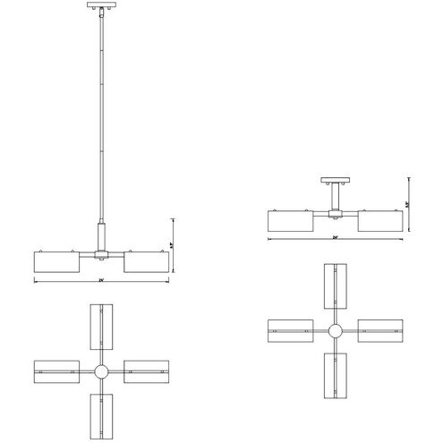 Latitude 4 Light 24 inch Brushed Gold Chandelier Ceiling Light