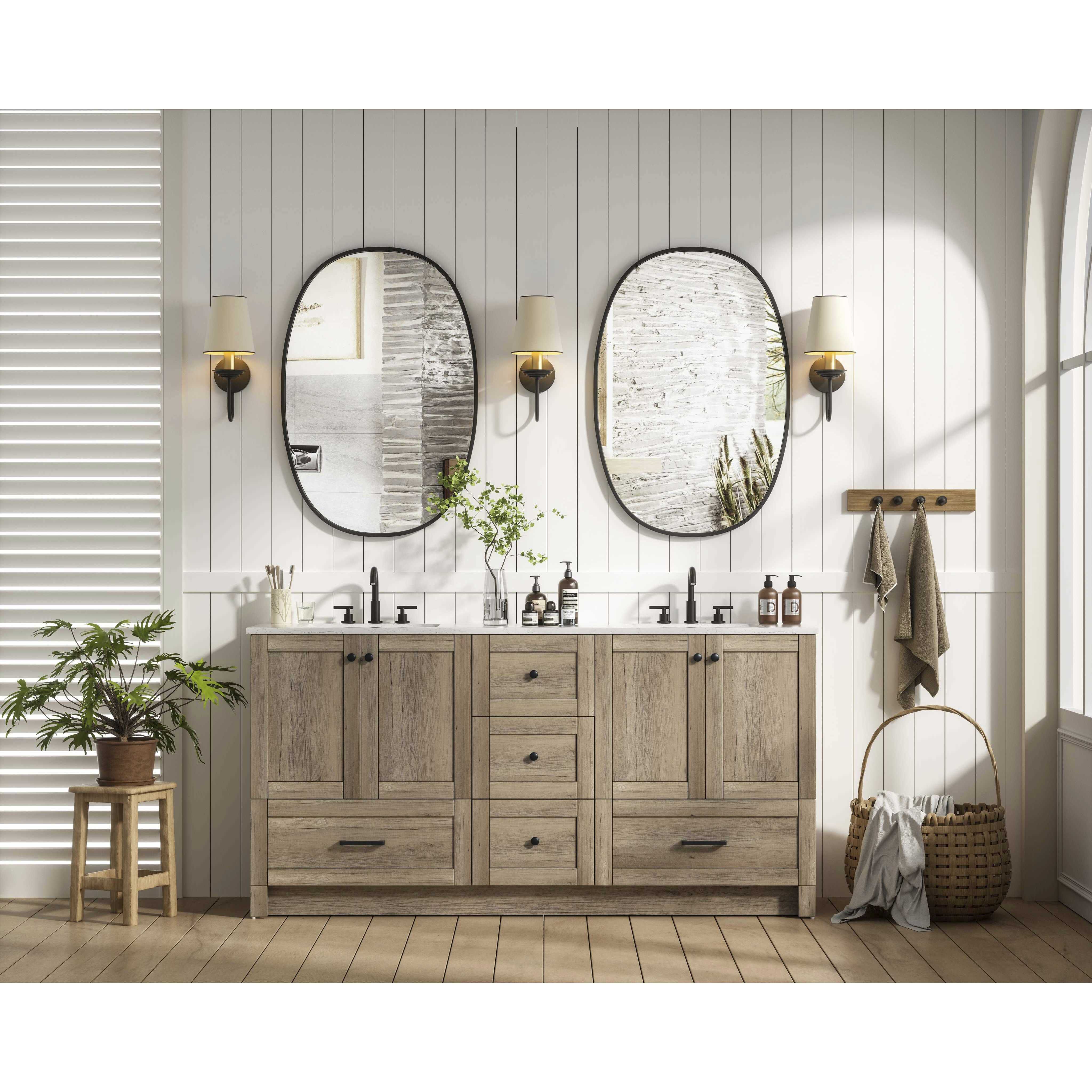 Soma 66 X 34 inch Natural Oak Bathroom Vanity Cabinet