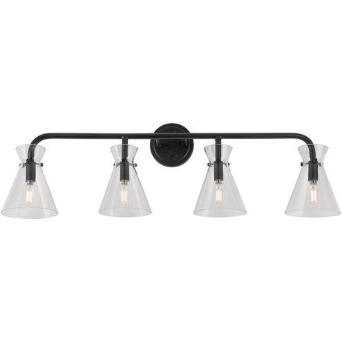 Beaker 4 Light 36 inch Black Vanity Light Wall Light