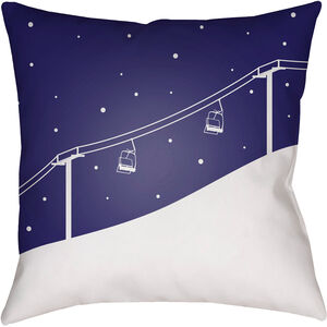 Ski Lift 20 X 20 inch Blue and White Outdoor Throw Pillow