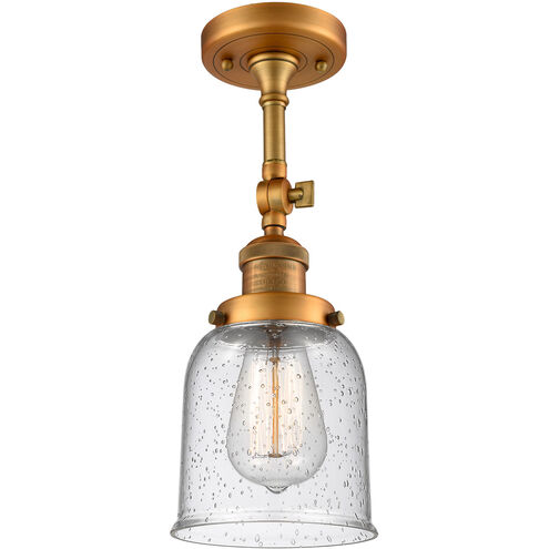Franklin Restoration Small Bell LED 5 inch Brushed Brass Sconce Wall Light in Seedy Glass, Franklin Restoration