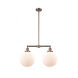 Franklin Restoration X-Large Beacon 2 Light 25 inch Antique Copper Island Light Ceiling Light in Matte White Glass, Franklin Restoration