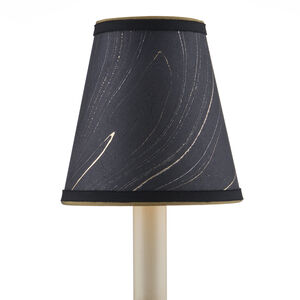 Marble Paper Black and Gold with Silver Tapered Chandelier Shade
