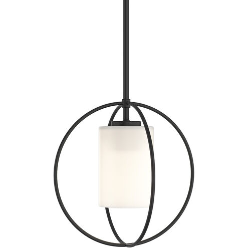 Rhythm 1 Light 11.3 inch Black Mini Pendant Ceiling Light in Opal