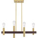 Helsinki 4 Light 8 inch Satin Brass with Bronze Accents Chandelier Ceiling Light