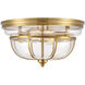 Manhattan Boutique 2 Light 13 inch Brushed Brass Flush Mount Ceiling Light