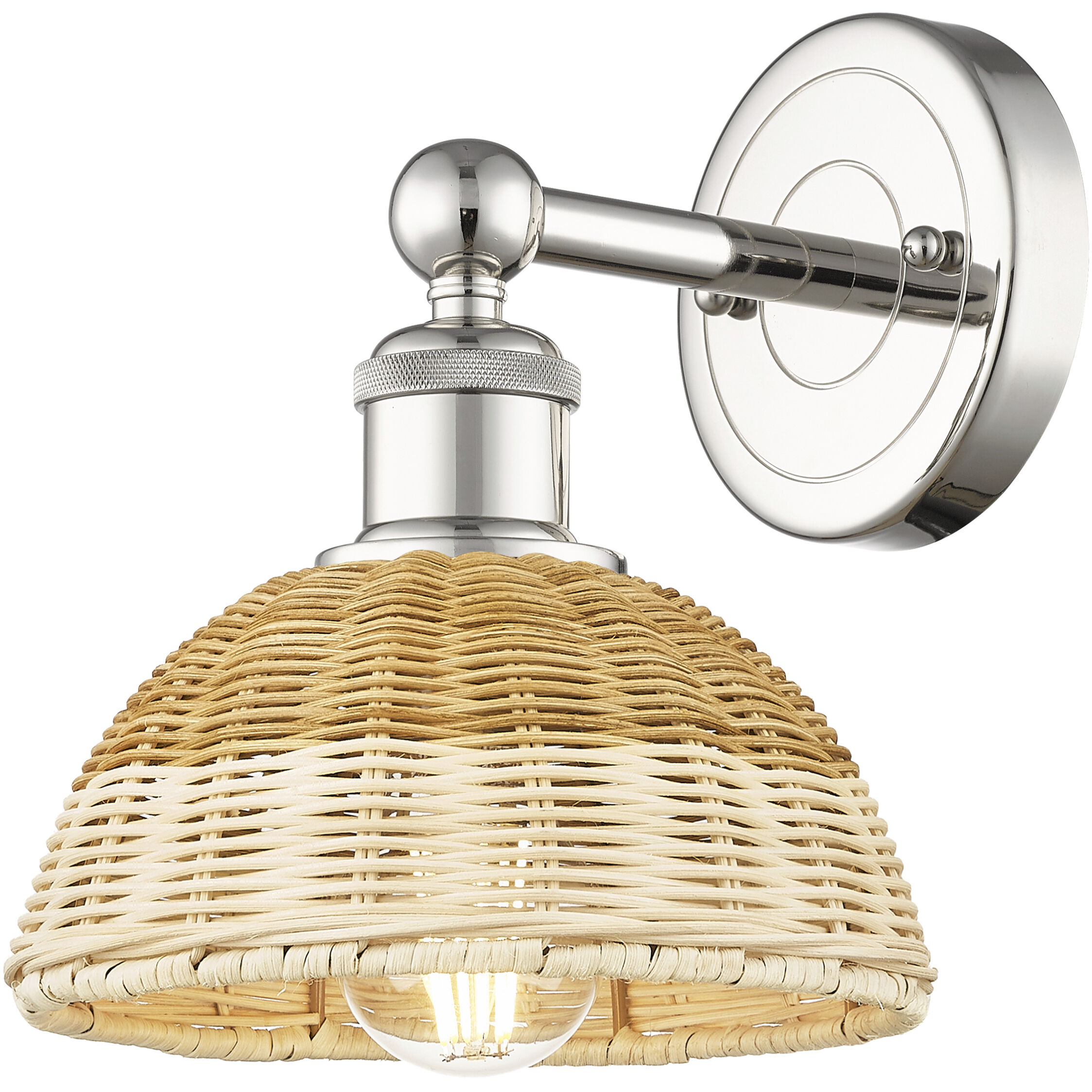 Edison Bristol Natural II Armed Sconce Wall Light in Polished Nickel