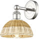 Edison Bristol Natural II Armed Sconce Wall Light in Polished Nickel