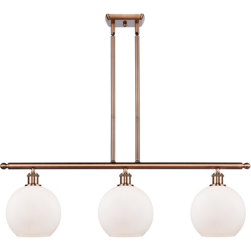 Ballston Athens LED 36 inch Antique Copper Island Light Ceiling Light in Matte White Glass, Ballston