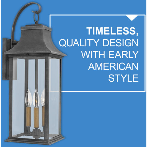 Heritage Adair LED 25 inch Aged Zinc with Antique Nickel and Heritage Brass Outdoor Wall Mount Lantern, Large