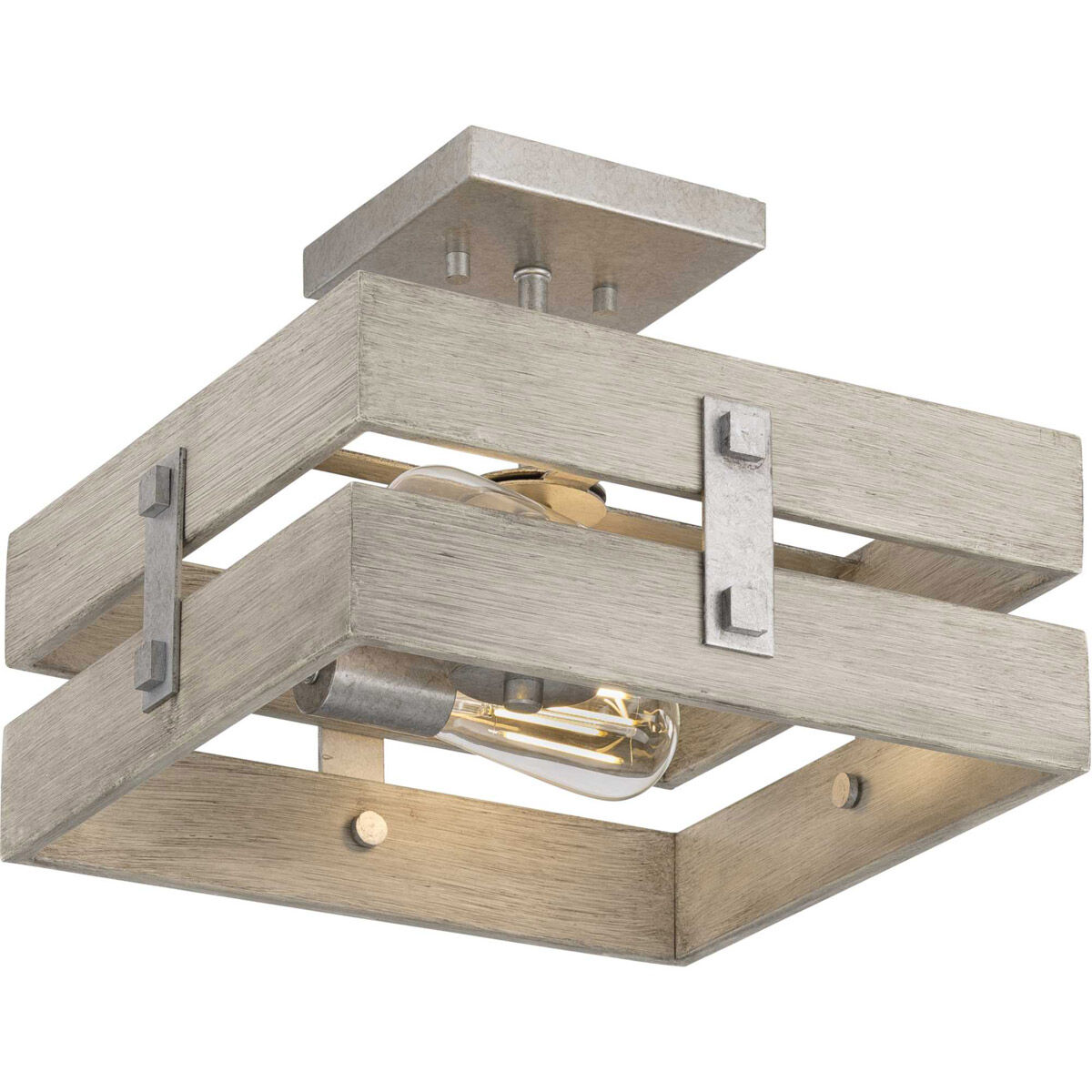 Hemsworth 2 Light 13.5 inch Galvanized Semi-Flush Mount Ceiling Light