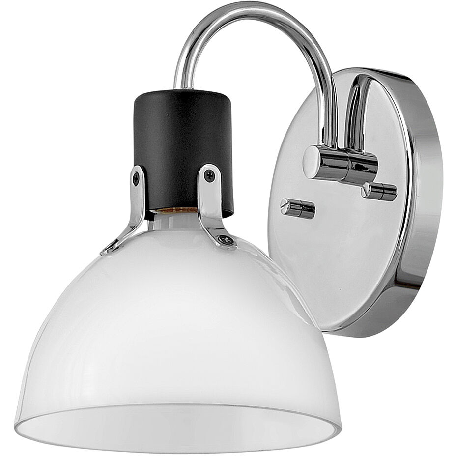 Argo 1 Light 7.25 inch Chrome with Black Vanity Light Wall Light