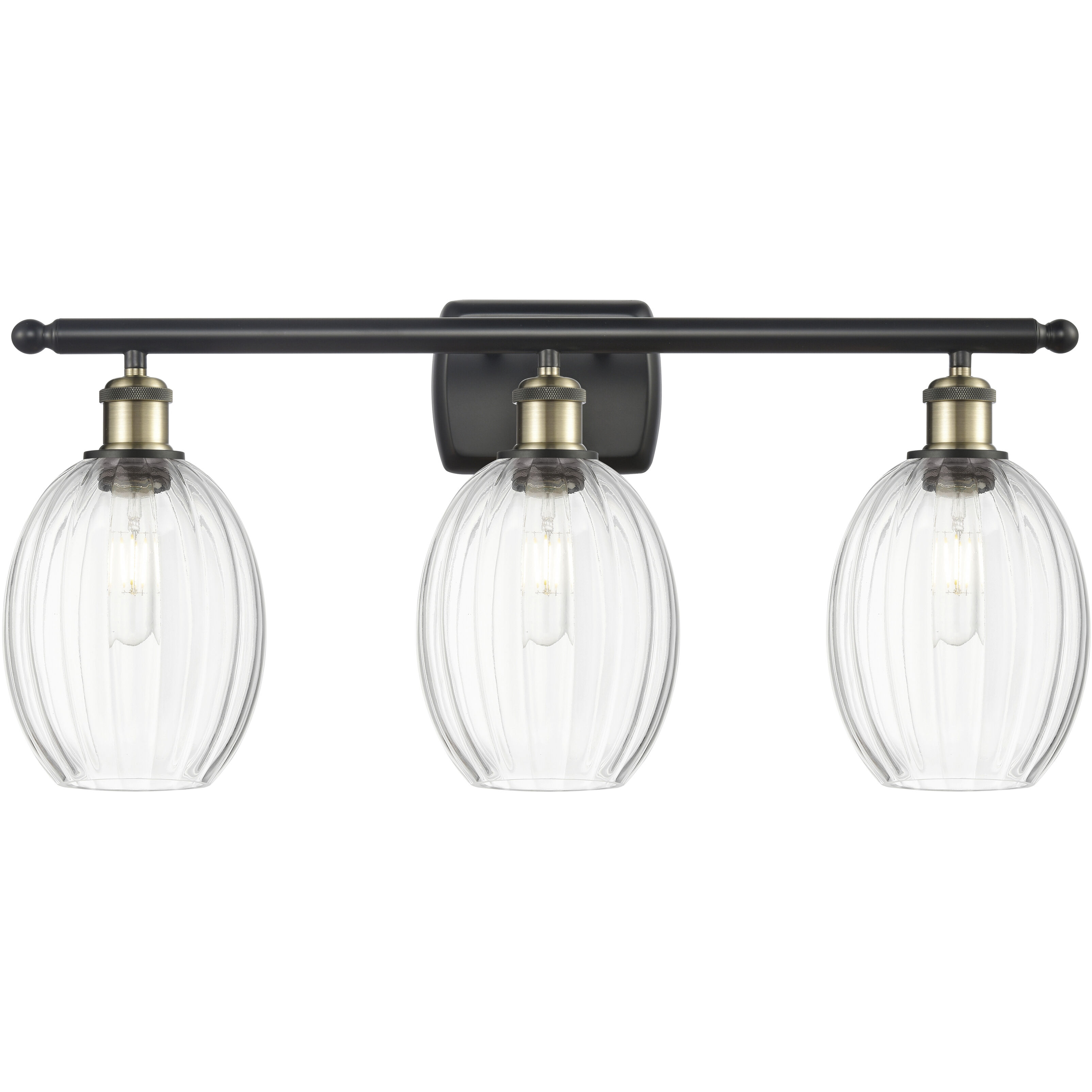 Ballston Preston 3 Light 26.25 inch Black Antique Brass Bath Vanity Light Wall Light in Clear