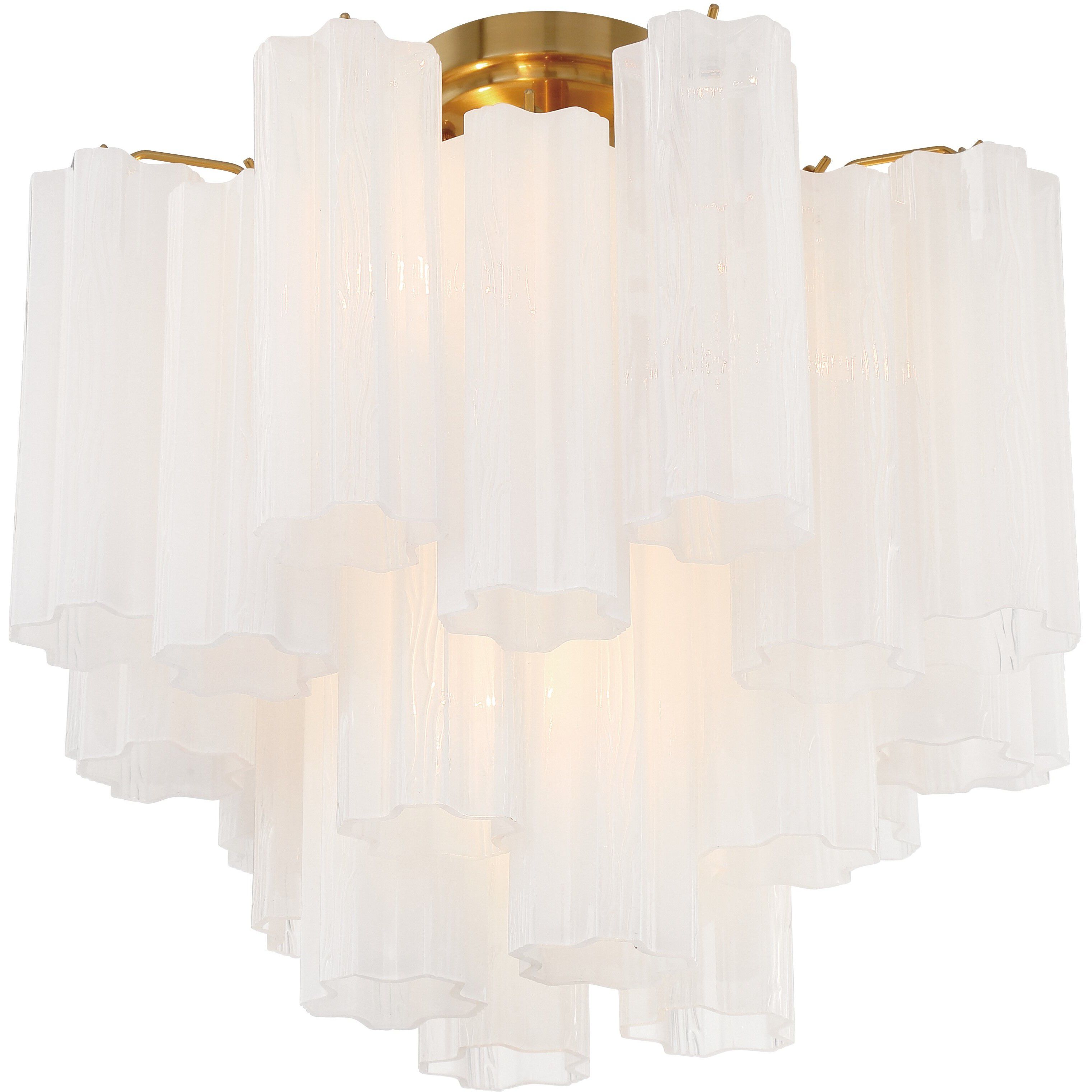 Addis 4 Light 17.75 inch Aged Brass Semi Flush Ceiling Light in White