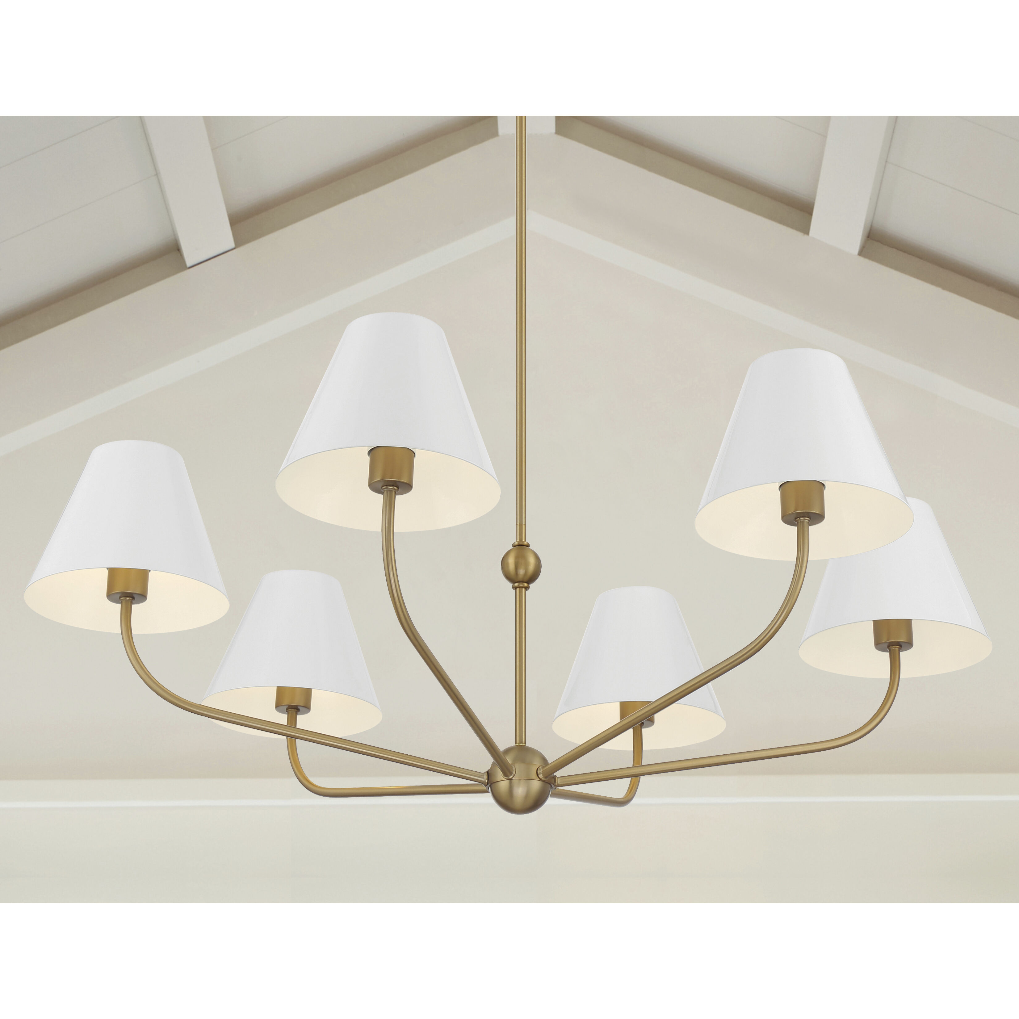 Xavier 6 Light 40 inch Vibrant Gold Chandelier Ceiling Light in Vibrant Gold and White