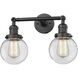 Franklin Restoration Beacon 2 Light 6 inch Oil Rubbed Bronze Bath Vanity Light Wall Light in Clear Glass, Franklin Restoration
