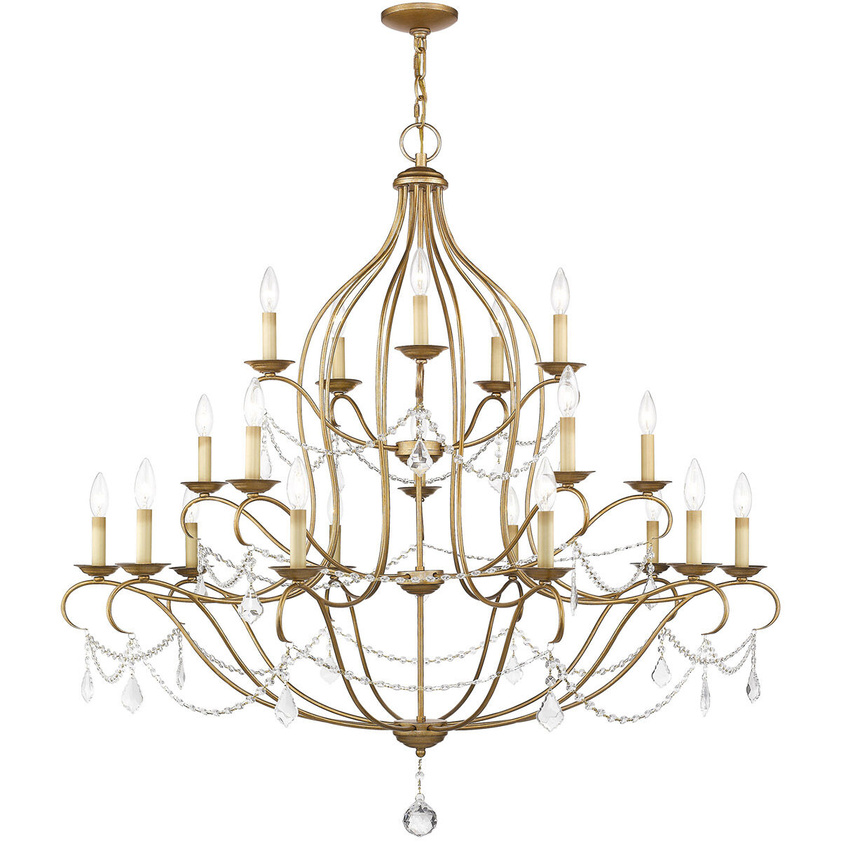 Chesterfield 20 Light 46 inch Antique Gold Leaf Chandelier Ceiling Light