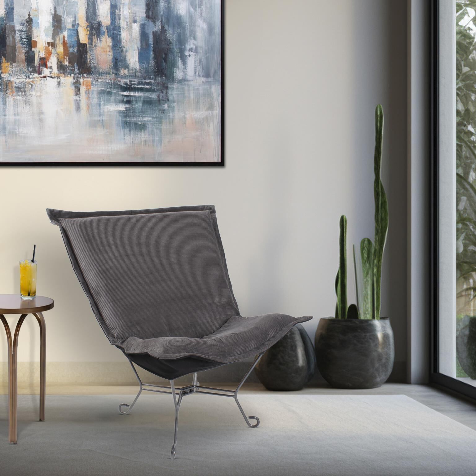 Pana Charcoal Chair Cover & Cushion