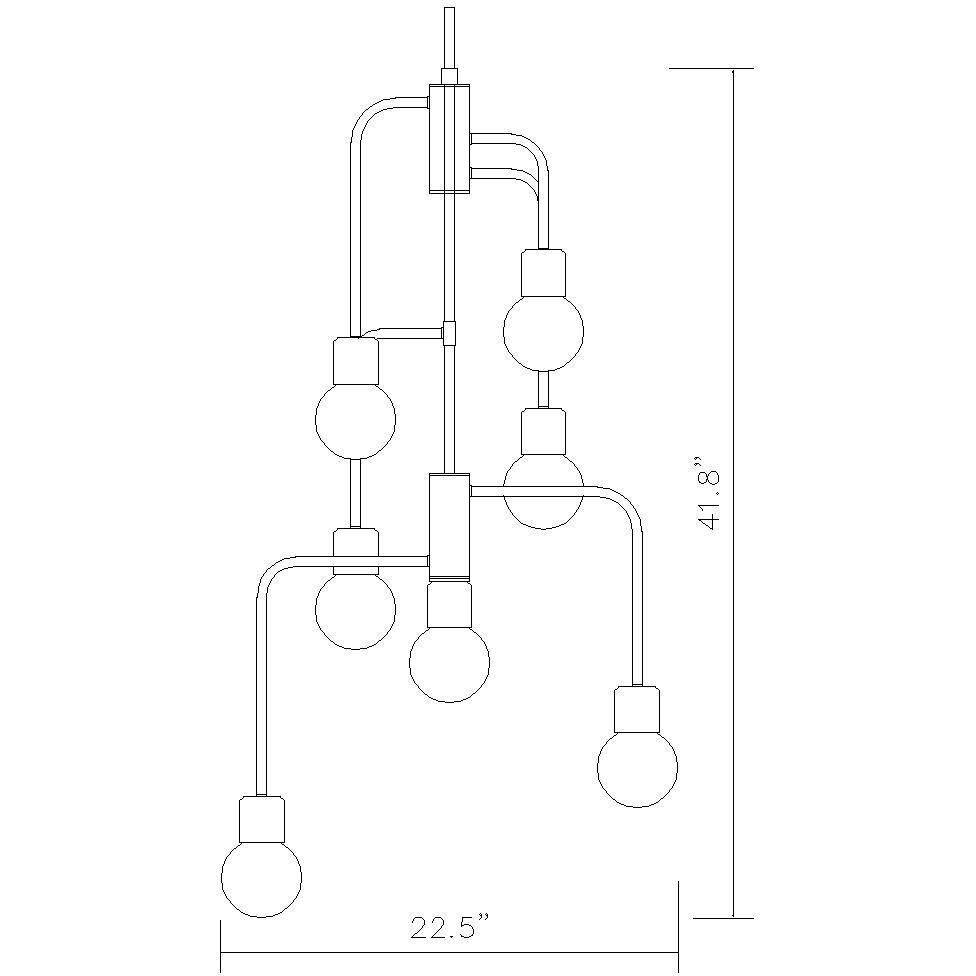 Neutra 7 Light 22.5 inch Matte Black and Polished Nickel Chandelier Ceiling Light