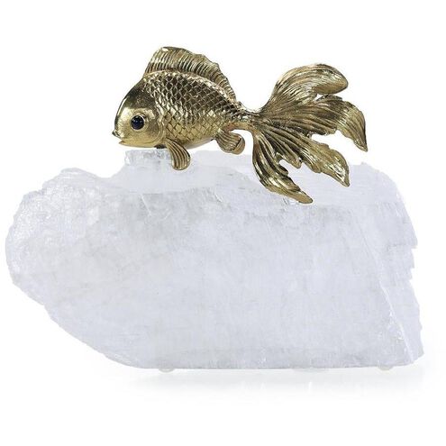 Fantail Goldfish 7.25 X 6.5 inch Sculpture, on Selenite, III
