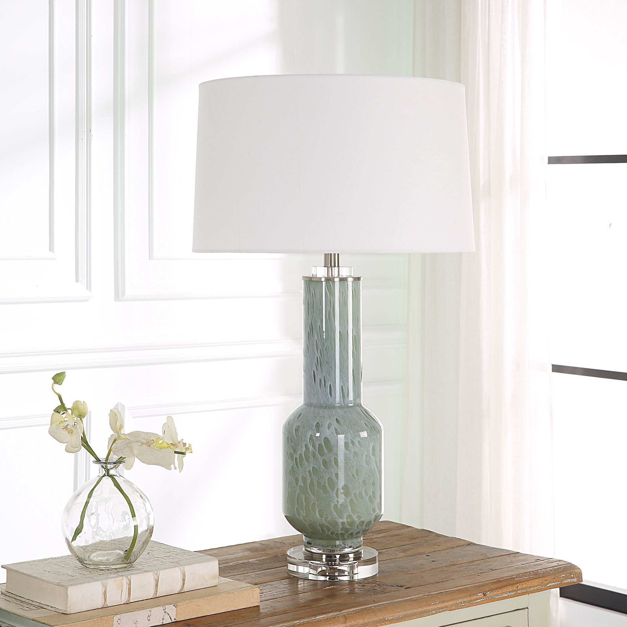 Clear bubble glass table lamp on sale