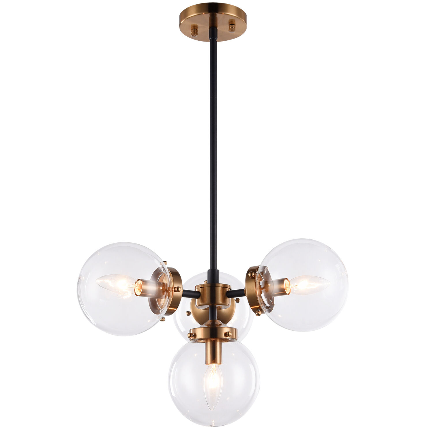 Maru 4 Light 20.25 inch Aged Gold Brass Pendant Ceiling Light in Aged Gold Brass and Clear